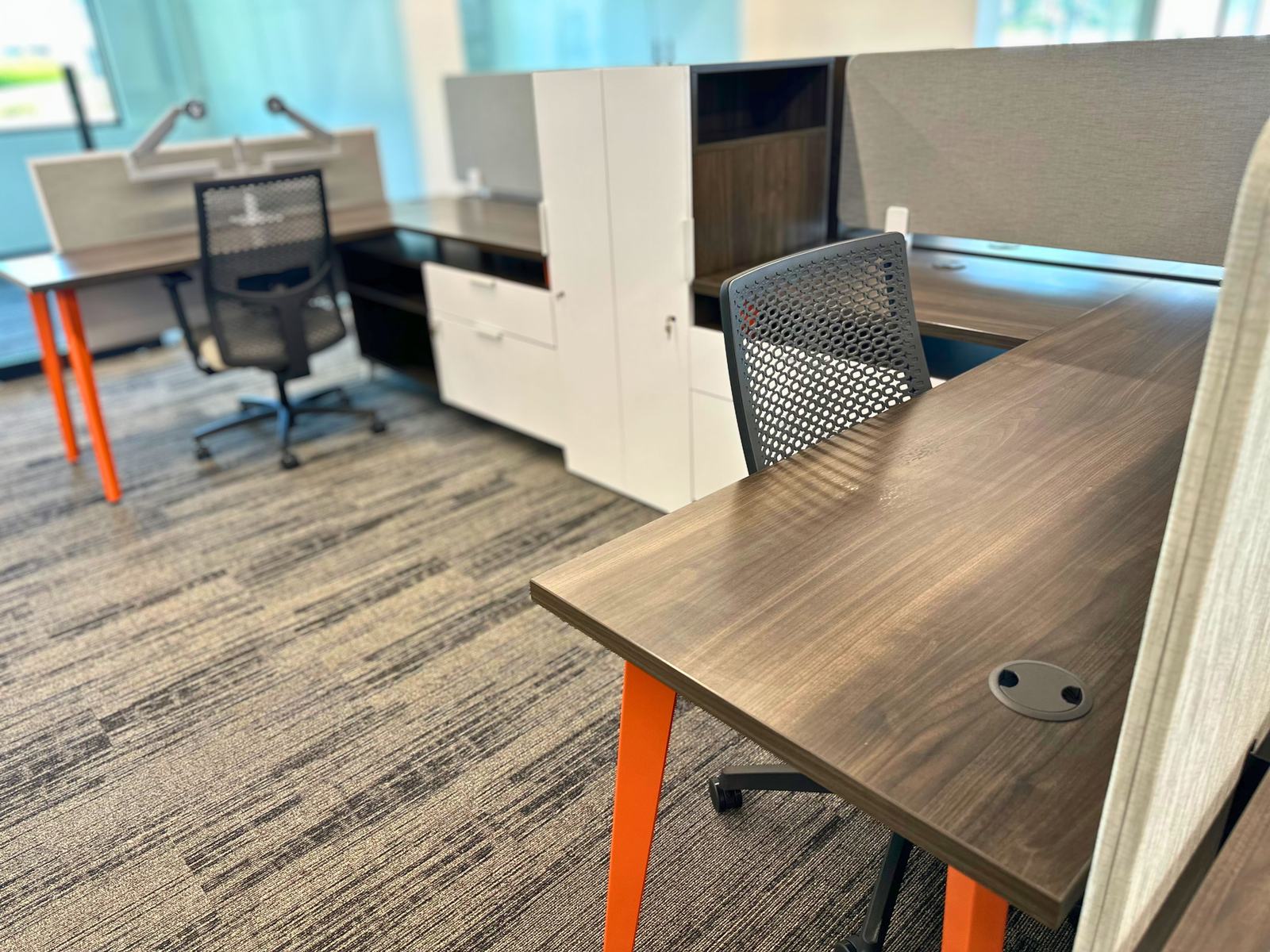 A dedicated desk with its own lockable storage cabinet at SpringPad in Lincoln, Nebraska